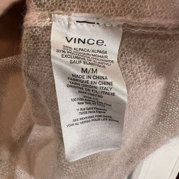 Vince Dahlia Print Alpaca & Mohair Blend Crewneck Sweater Medium Semi Sheer - Picture 7 of 8